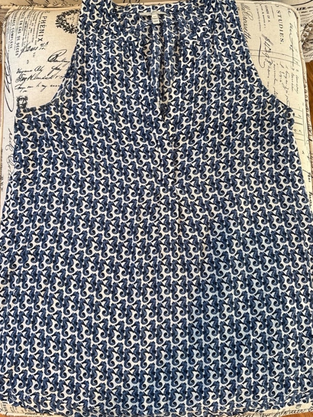 Joie 100% Silk Tank Top Seahorse Print Size Small